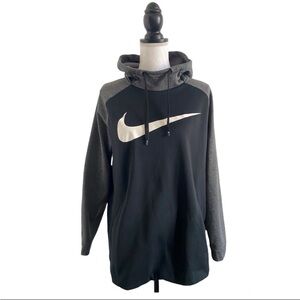 Nike Men’s Dri Fit Color Block Logo Hoodie Black Gray & White Combo Extra Large